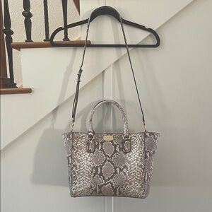 Michael Kors Snake Print Handbag in Gray and Cream